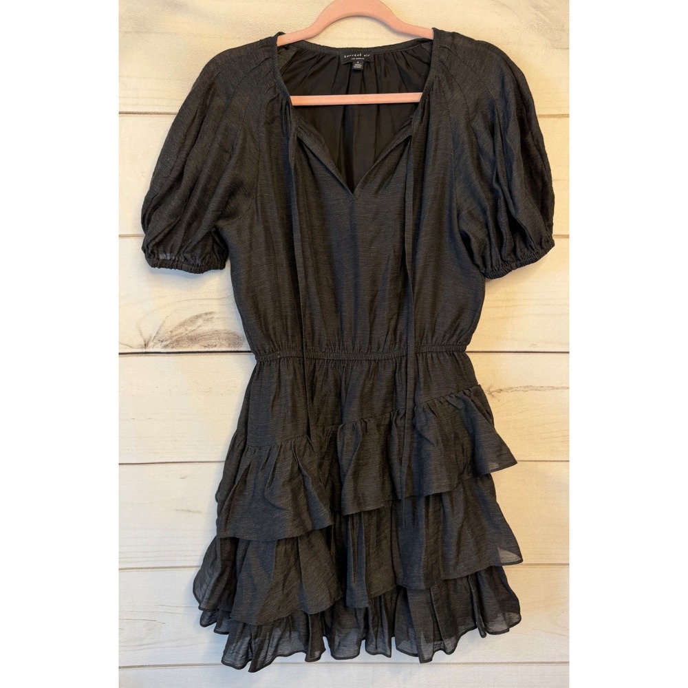 Current Air Los Angeles Black Tiered Ruffle Puff Sleeve Mini Dress 2290292 Small